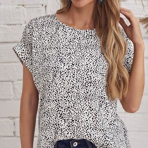 Dalmatian Print Cuffed Sleeve Blouse NWOT